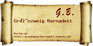 Grünzweig Bernadett névjegykártya